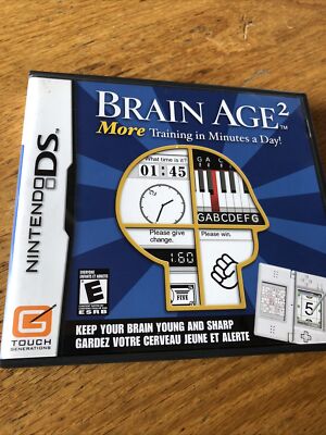 Brain Age 2: More Training in Minutes a Day (Nintendo DS, 2007)-Case And Manual