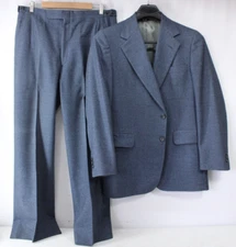 VINTAGE  DAKS  LONDON NEW YORK  MEN'S 2PC SUIT  BLUE WOOL BLEND