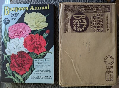 1932 Burpee's Annual Garden Book w/ Mail Envelope Vegetable Flower Seed Catalog