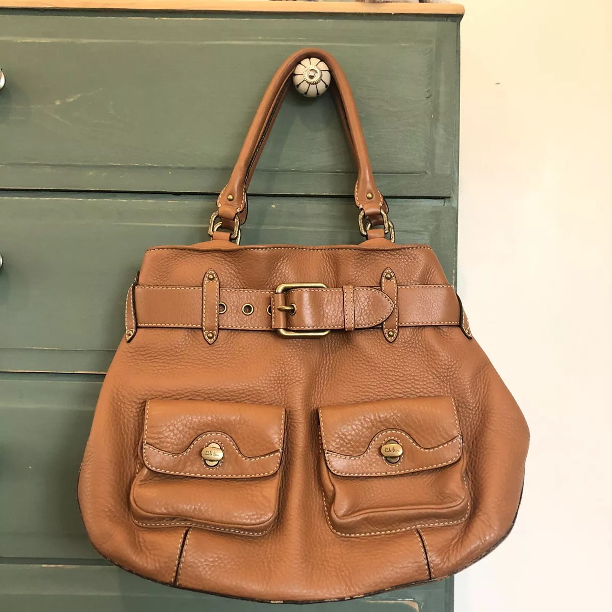 Buy the Cole Haan Leather Belted Satchel