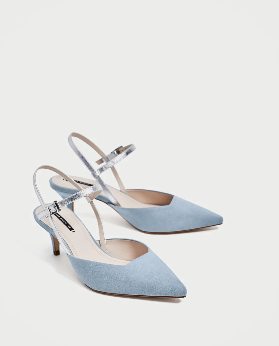 Zara Contrasting Slingback Heeled Shoes 6.5 EUR 37 NWT |