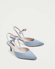 Zara Women Contrasting Slingback Heeled Shoes Size 6.5 EUR 37 NWT