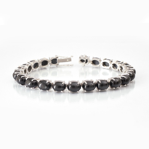 V3 Jewelry Sterling Silver 4.80CT Natural Black Spinel Bangle Bracelet main image 1