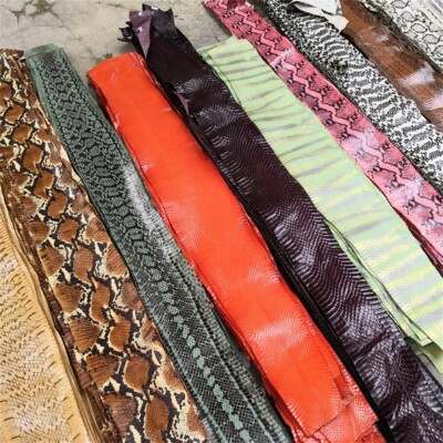 Real Leather Snake Skin Leather Hide Whole Pelts DIY Tanned Multicolor Material