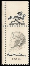 US 1731 Carl Sandburg 13c zip single UL MNH 1978