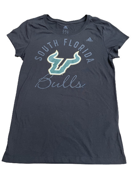 Женская футболка Adidas NCAA Univ. of South Florida, цвет черный/зеленый, размер Sz, Большой размер ca1042