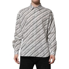 DOLCE & GABBANA Shirt White Striped Long Sleeves Men Formal 42/US16.5/XL 530usd