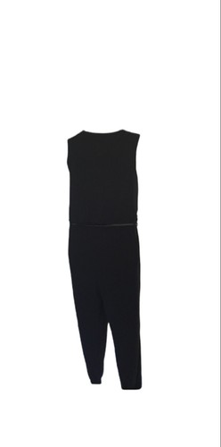 Nicole Miller Sleeveless Black Jumpsuit with Gold Belt and Pockets, Medium - Picture 2 of 3
