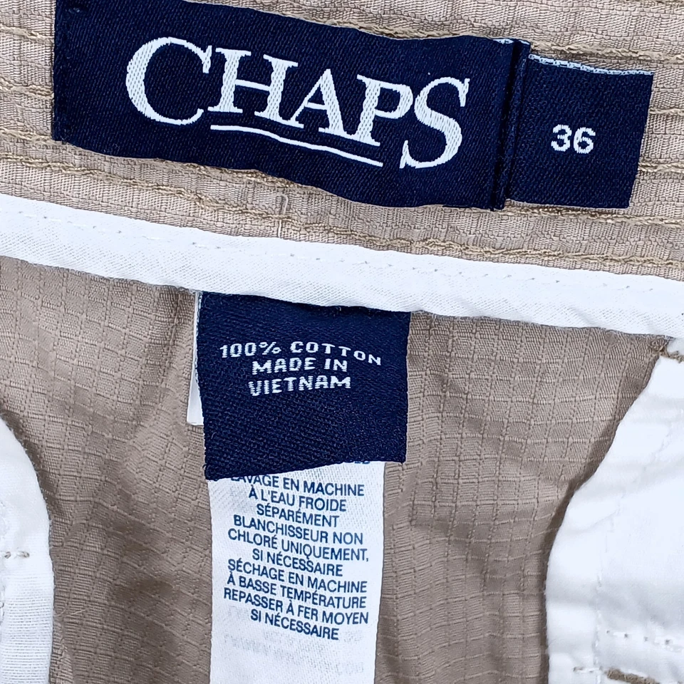 CHAPS by Ralph Lauren mens 100% cotton RIPSTOP cargo shorts size 36 x 9.5" beige - Image 3 of 3