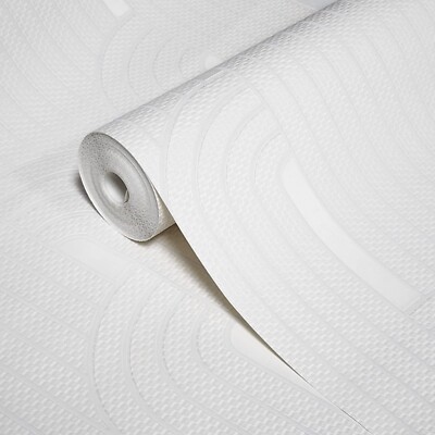 Textured off white cream art deco lines faux fabric Contemporary wallpaper rolls