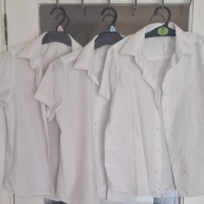 F&F Kids School Uniform Shirts White Short Sleeve Button-Up 3 Pack 10-11Y