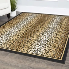 Animal Print Striped Leopard Skin Area Rug Bordered Modern Spotted Carpet