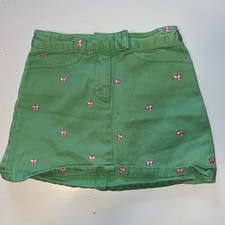 Gap Toddler Girl Embroidered Pink Butterfly Green Denim Jean Skirt, Size 4