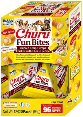 INABA Dog Churu Fun Bites Chicken with Cheese weiche Hundeleckerlis 8x12g