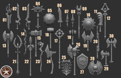 Iconic Warcraft Weapons Kitbash DnD Miniatures TTRPG RPG Tabletop Warhammer