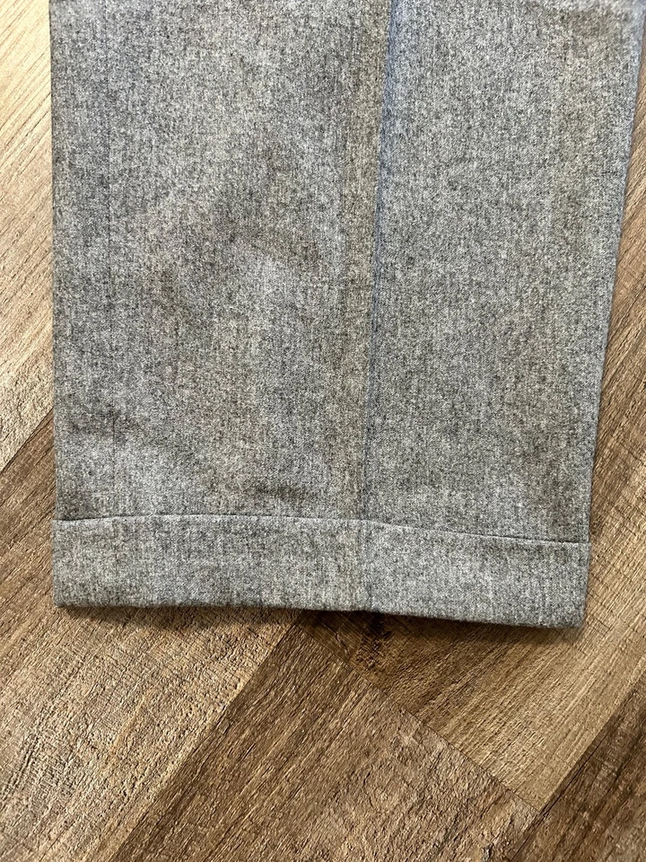 Oxxford Clothes Burnham gray wool flannel pleated trousers pants 42R 42 28 - Image 4 of 4