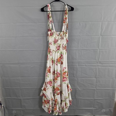 Yumi Kim Dress Small Trisha Maxi Morning Glow Ivory Floral Ruffle Boho Summer