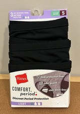 HANES Comfort Period Light Protection Black Bikini SZ 5 NEW 3 Pack