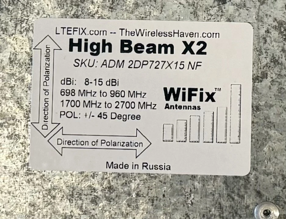 2 x WiFiX High Beam X2 ADM-2DP72X15NF 698-960/1700-2700MHz ±45° MIMO Antennas - Image 3 of 3