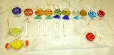Vtgg MURANO STYLE Hand Blown Art Glass Candy Lollipop ORNAMENTS ALL BROKEN PIECE