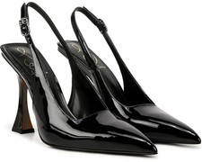 Sam Edelman Odette Slingback Pump Women's 8.5 Black Leather Pointed Toe Buckle