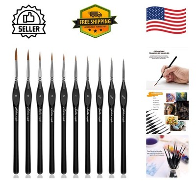 Precision Detail Paint Brush Set - 10 Mini Brushes for Art, Nail & Face Painting