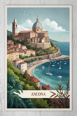 Majestic Ancona Italy - Vibrant Travel Poster with Historical Landmarks Art Prin