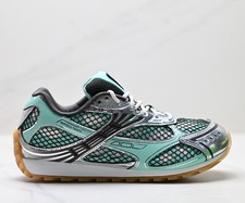 Bottega Veneta Orbit Runner turquoise silver mesh rubber sole sports shoes