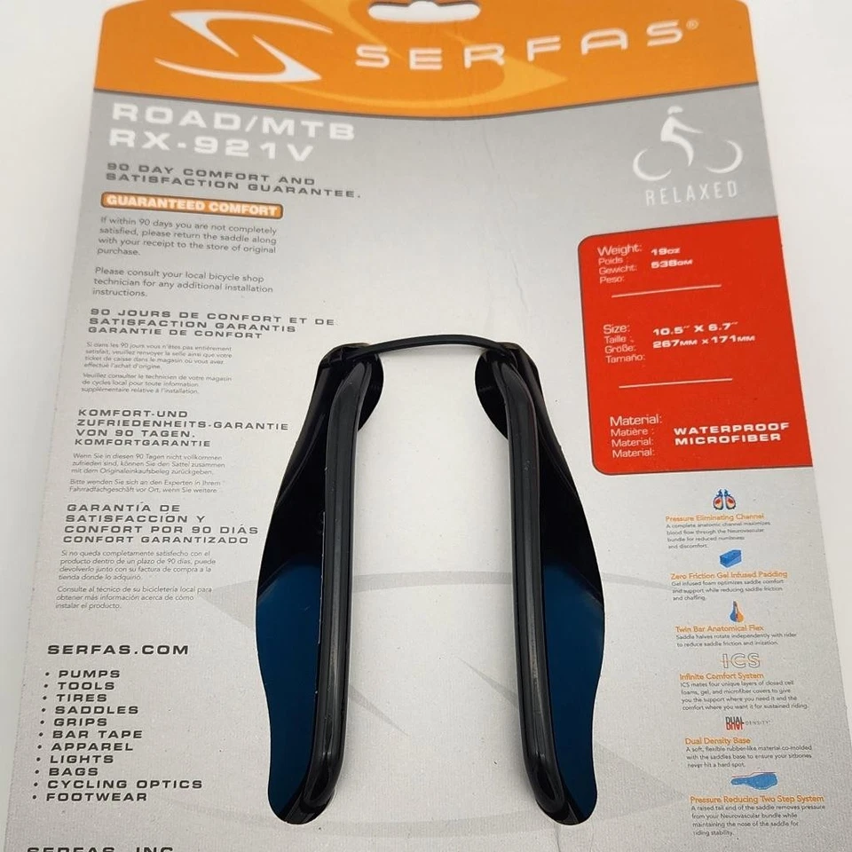 Serfas RX-921V Mens Microfiber Road Mountain Bicycle Saddle Black  OPEN PACKAGE - Image 4 of 4