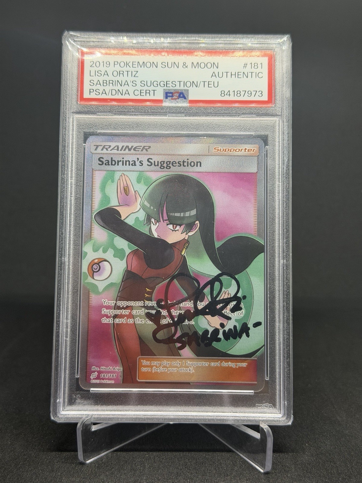 VOICE ACTOR SIGNED - LISA ORTIZ 2019 Sun & Moon Team Up Sabrina's Suggestion
