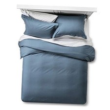 Feather  Stitch Queen Size Duvet Cover Set, 500 Thread Count Full/Queen Blue