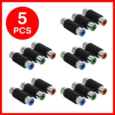 5x 3 RCA Coupler Component Video Cable Extender F to F Connector Joiner Adapter