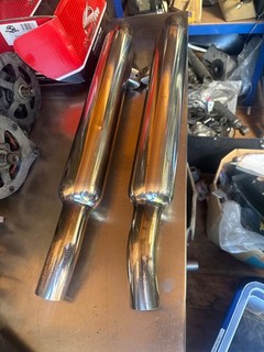 Jaguar E type pair of rear exhaust silencers