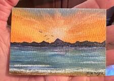 ACEO ORIGINAL Art Watercolor Painting 2.5" x 3.5 "A New Day is Dawning" Sunrise