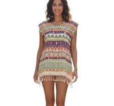 Naura Concept Organic Woven Cotton Beach Dress Yarn Dyed Turkish Peshtemal Aztec