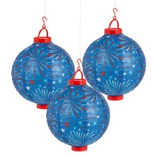 10" Light-Up Patriotic Hanging Paper Lanterns - 3 Pc.