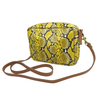 Clare Yellow Snakeskin Animal Print Leather Clutch Shoulder
