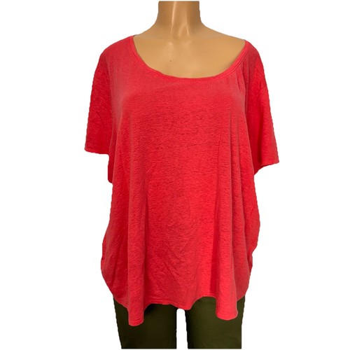 Eileen Fisher Linen Short Sleeve Tee Shirt Women’s Plus Size 2X Casual Knit Top