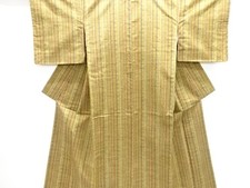 7674793: JAPANESE KIMONO / TSUMUGI / UNUSED / WOVEN STRIPE GEOMETRIC