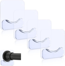 Adhesive Shower Curtain Rod Holder, 4 Pcs Tension Rod Holders, No Drilling  Inv