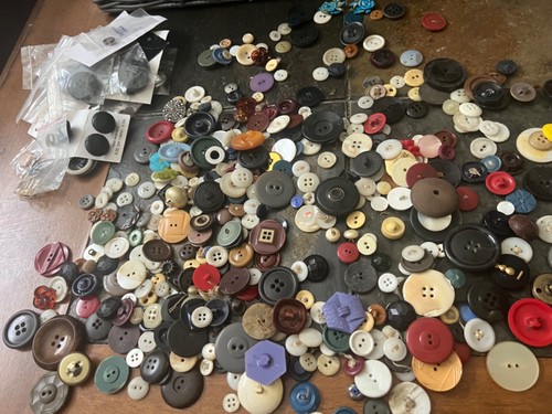 Huge Lot of Vintage Buttons Various Sizes and Colors