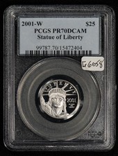 2001-W $25 1/4 oz Platinum American Eagle Proof - Statue - PCGS PR 70 - G6058 3580.00 per troy oz