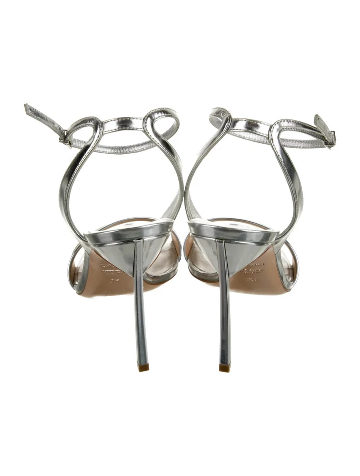 Sandalias CASADEI Plateadas Cuero Rayas Talla 6 IT 36 Muy Buen Estado y Caja Foto 4 de 4