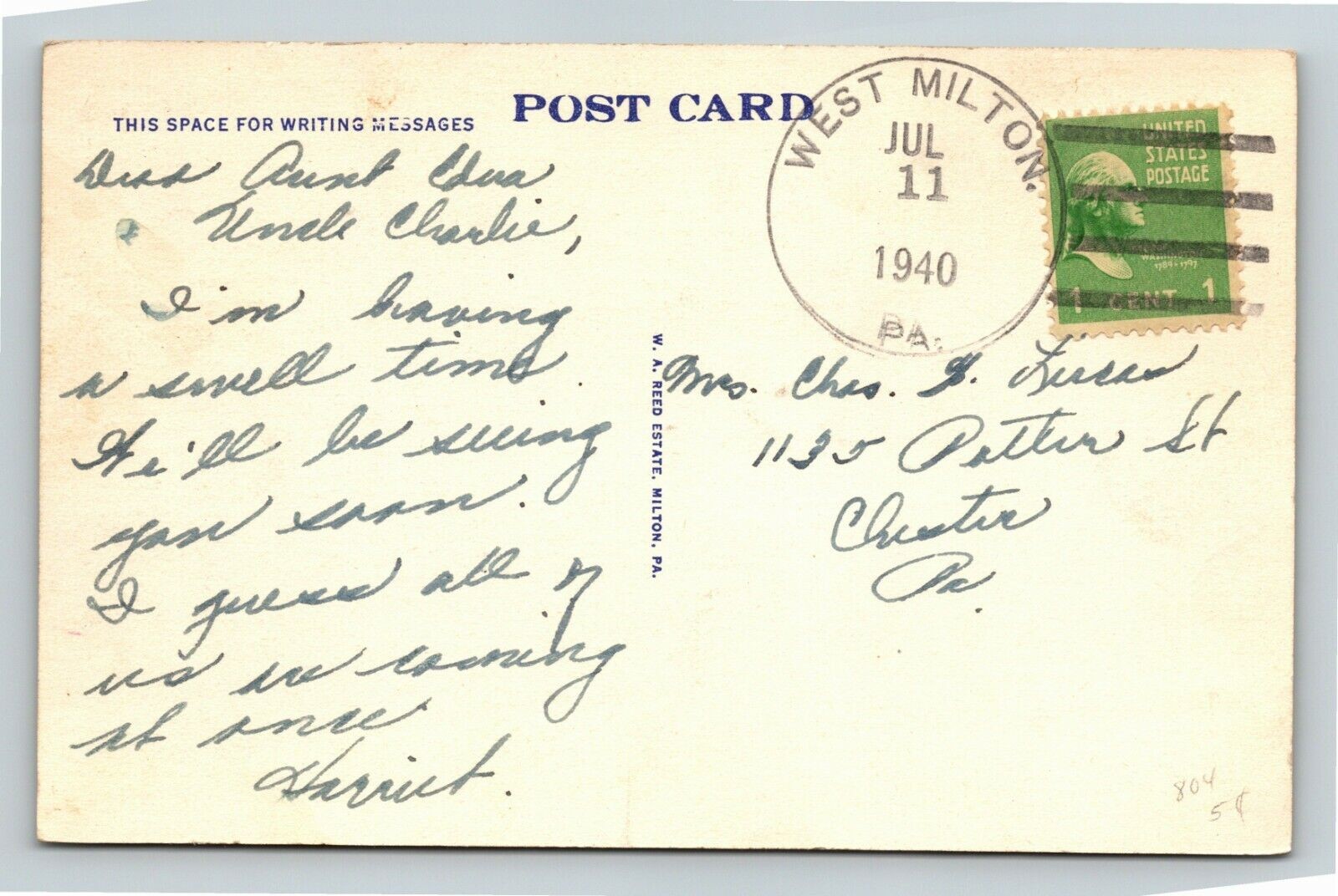 West Milton PA-Pennsylvania, Swimming Pool Central Oak, c1940 Vintage Postcard