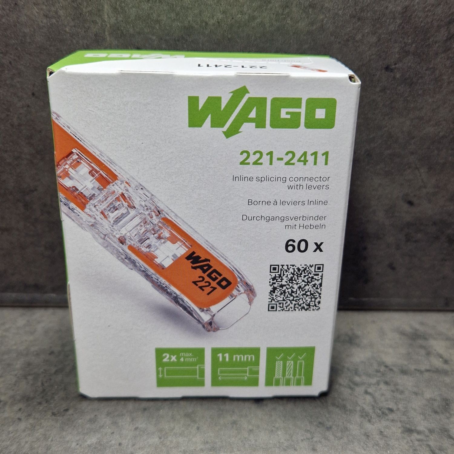60 Stück Wago Durchgangsverbinderklemme 221-2411 0,2-4,0 mm²  2-leiter universel - Image 5