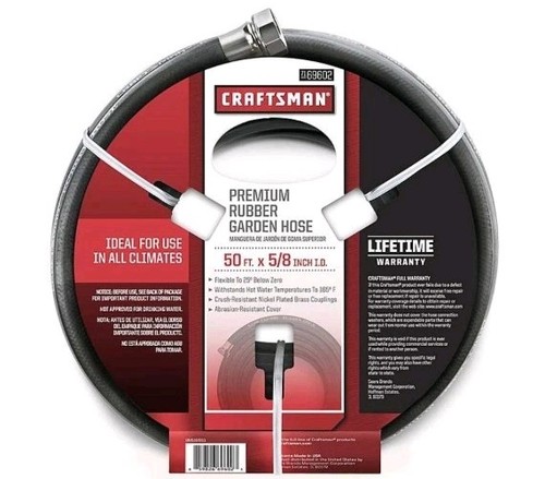 SEARS CRAFTSMAN Water Hose 5/8-in x 50-ft Premium -Duty Rubber Black Hose