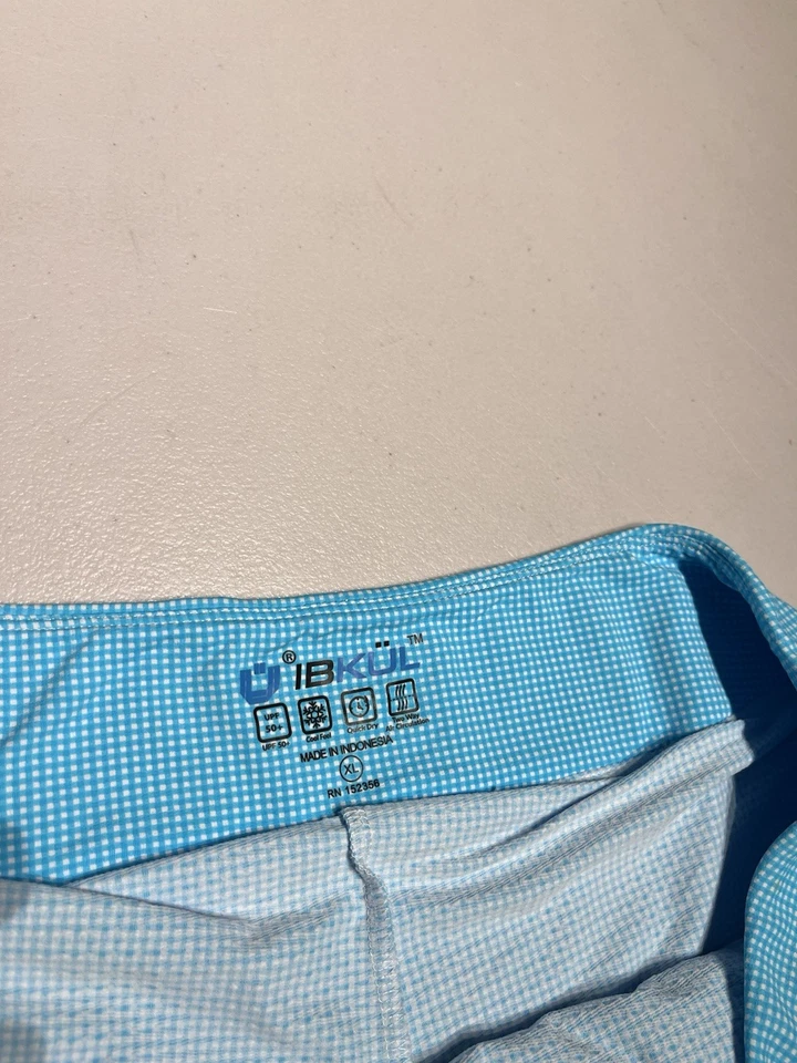 Ibkul Skort Women's XL Blue Mini Check Icikuls Skirt Tennis Golf Nylon Spandex - Image 4 of 4