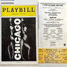 2016 Chicago Musical Original Playbill & Ticket Stub Ambassador Theatre NY EMF