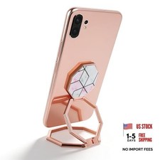 Phone Ring Holder, 360  Rotation Foldable Metal Kickstand Phone Grip Rose Red