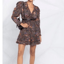 ULLA JOHNSON Julie Dress Jet Floral Long Sleeve Puff Shoulders Cotton womens 4